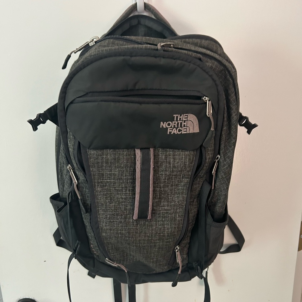 Black and purple northface backpack good condition